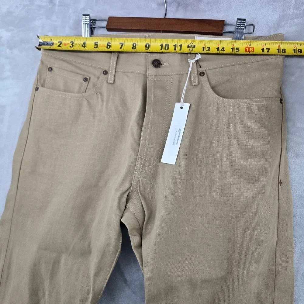 Imogene and Willie Barton Slim Khaki Rigid IP‎ Jeans Mens 36 Tan Selvedge Denim